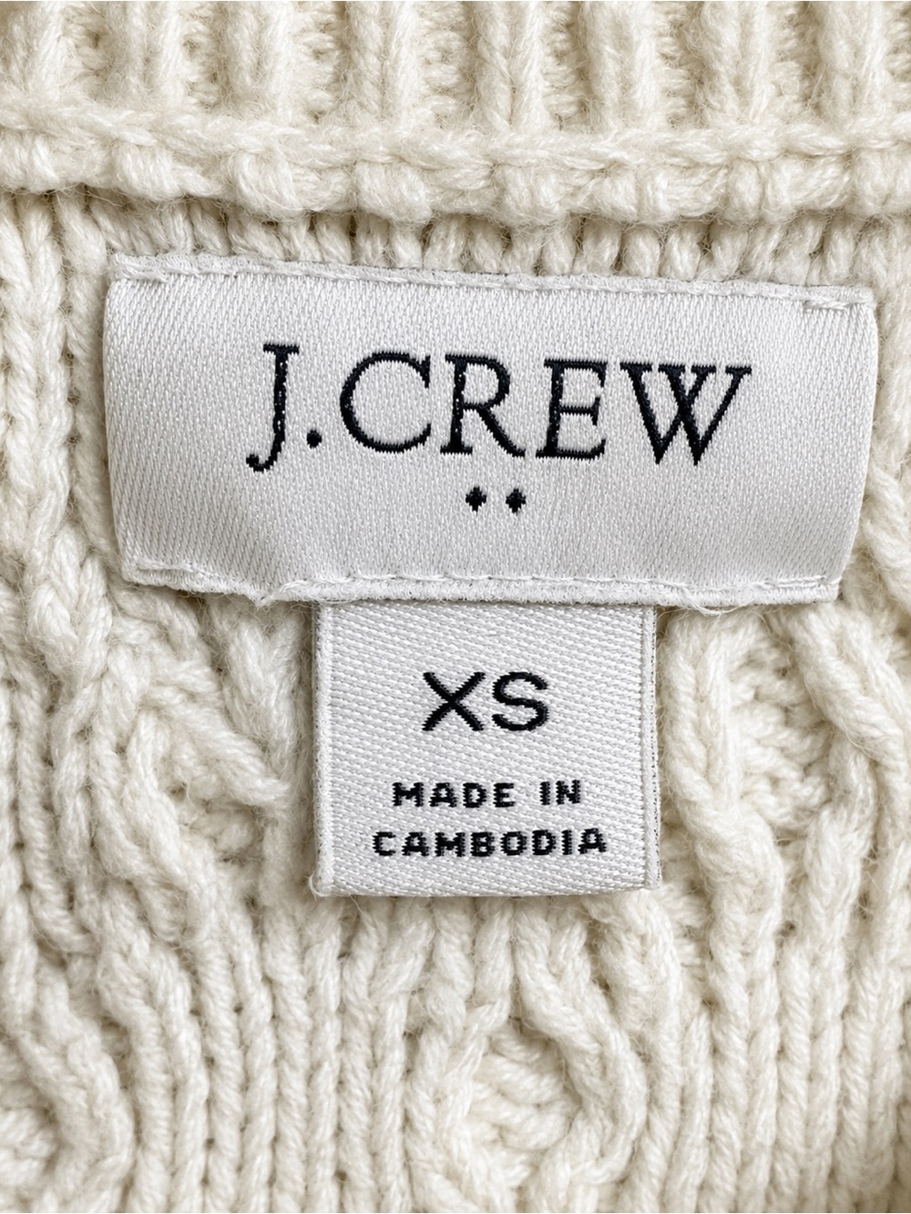 J.Crew Cream Cable Knit Sweater XS Cozy Classic - Picture 3 of 3